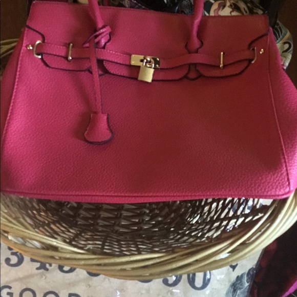 Pink Leather Purse Large w/shoulder strap ONLY - Picture 3 of 6